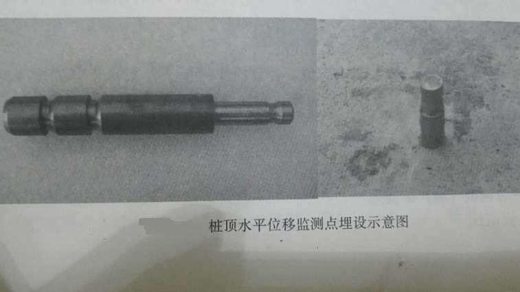 樁頂水平位移監測點埋設示意圖